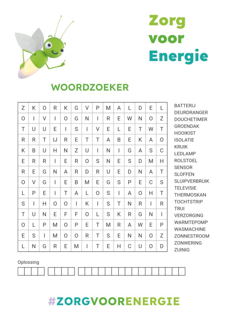 Zorg voor Energie - woordzoeker care