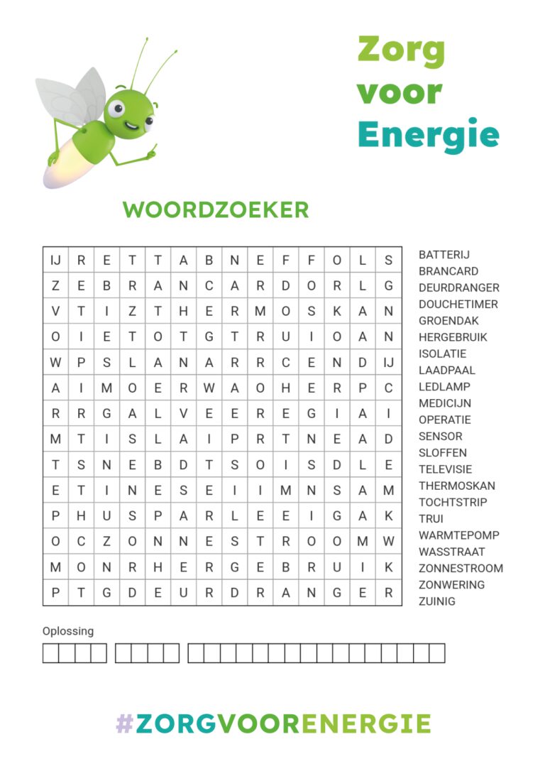 Zorg voor Energie - woordzoeker cure