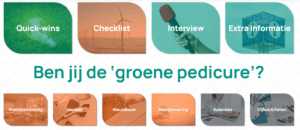 screenshot website de groene pedicure laat blokjes zien met links naar de verschillende onderdelen