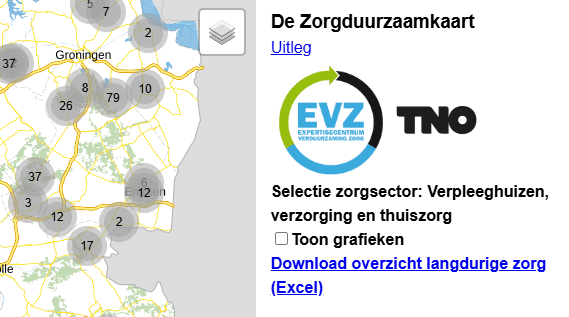 Alleen hoofdlocaties zichtbaar op de ZorgDuurzaamKaart