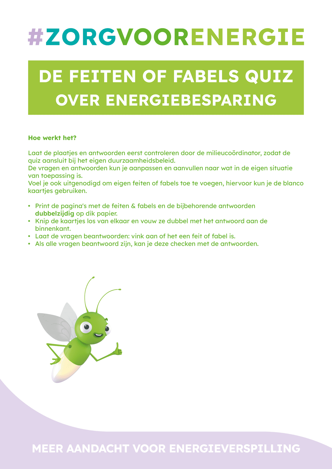 Zorg voor Energie Feit of Fabel instructie