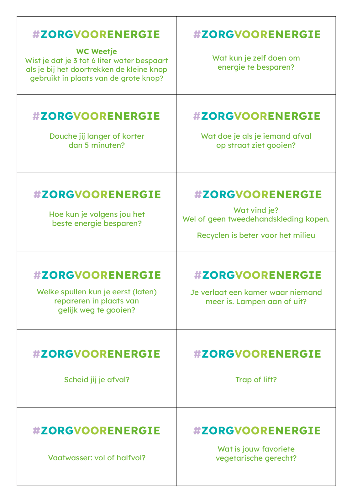 Zorg voor Energie - Kletspot kaartjes